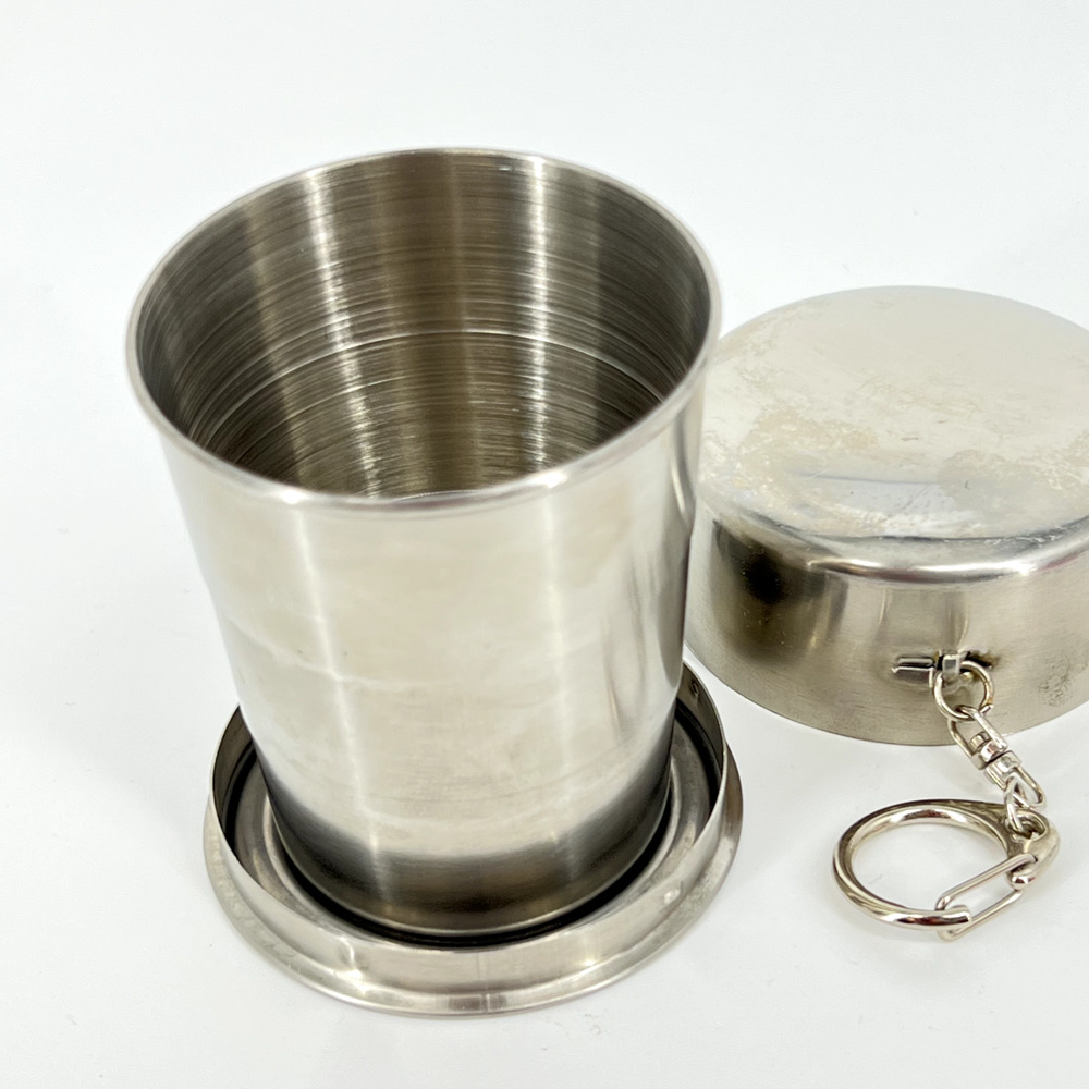 Stainless Steel Collapsible Cup Portable Travel Folding Telescopic Keychain